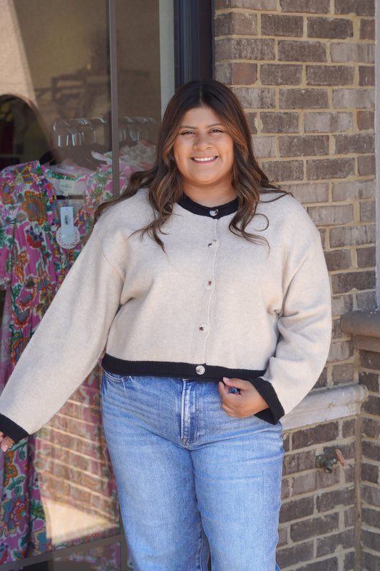 Belle Black Trim Cardigan