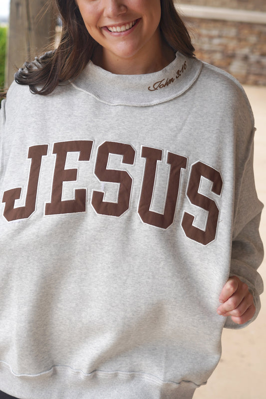 Cocoa Jesus Embroidered Mockneck