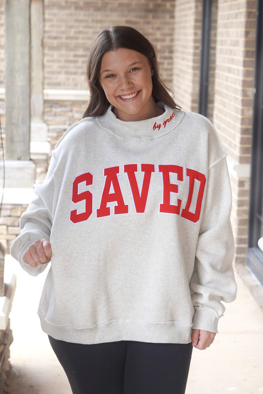 Saved By Grace Embroidered Mockneck