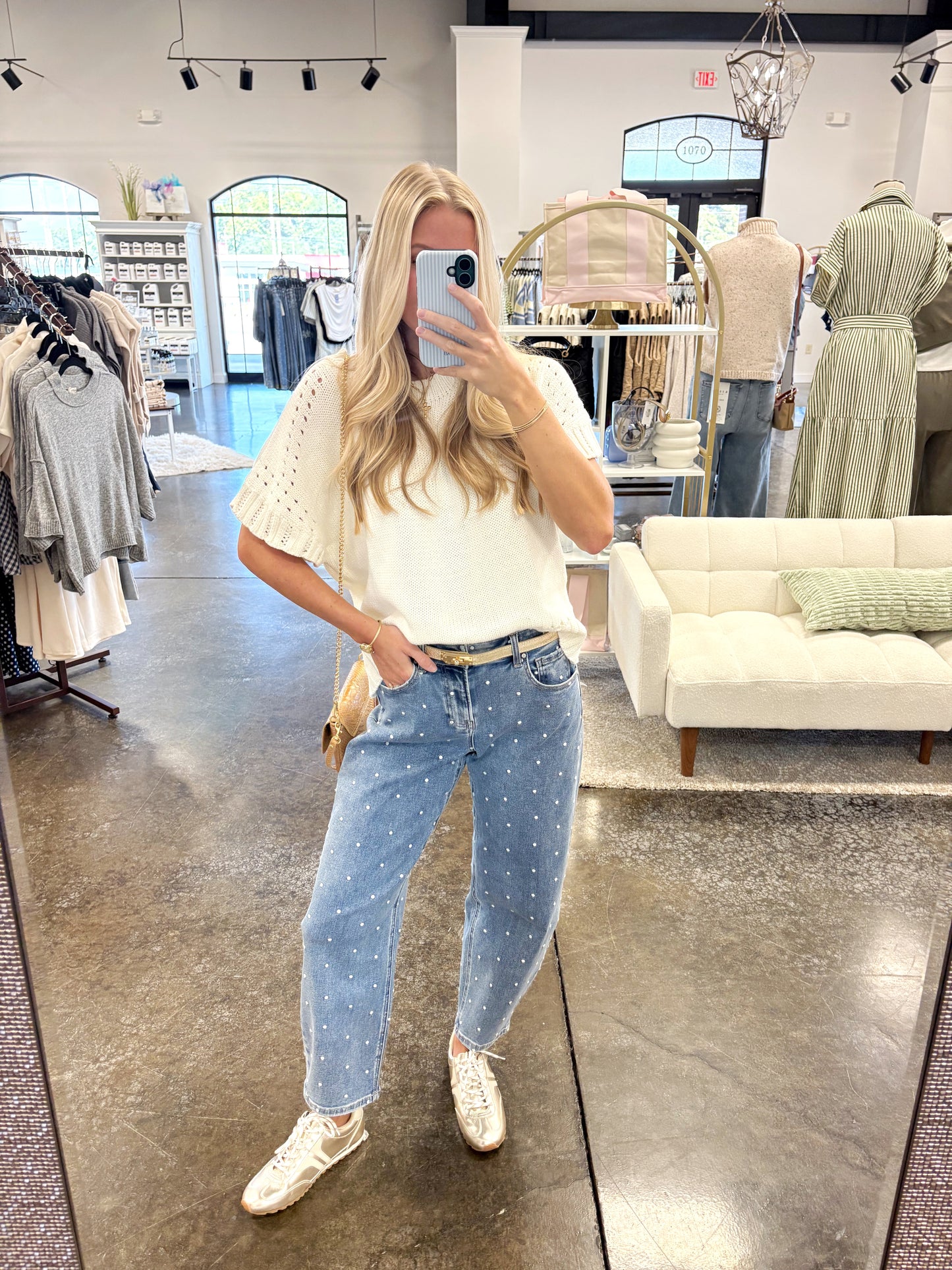 Denim Dot Barrel Jeans