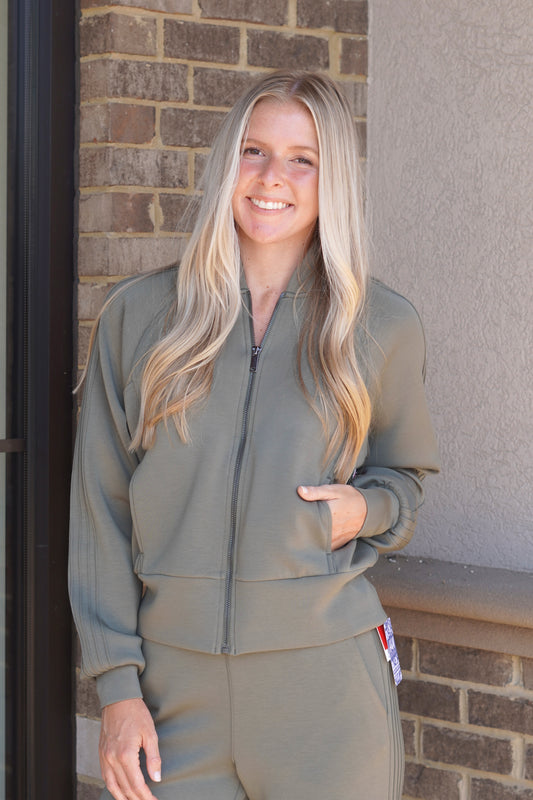 Spanx Airessentials Pintuck Track Jacket Herb