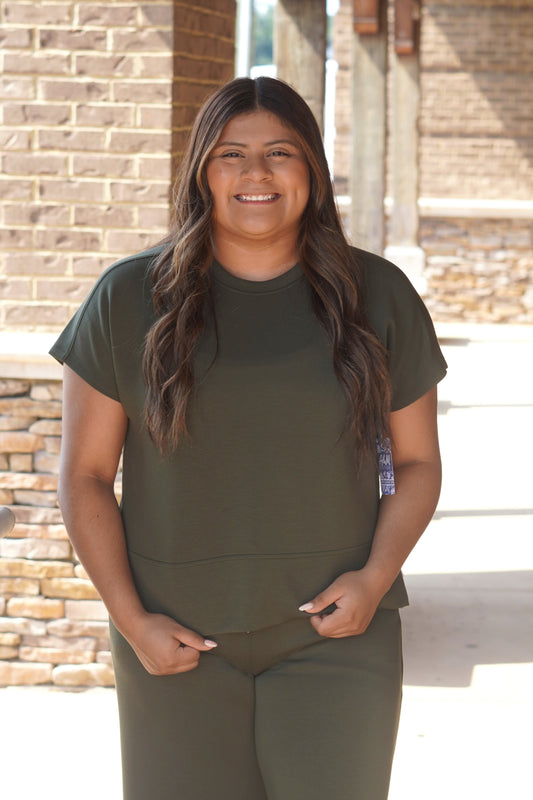 short sleeve olive green tee