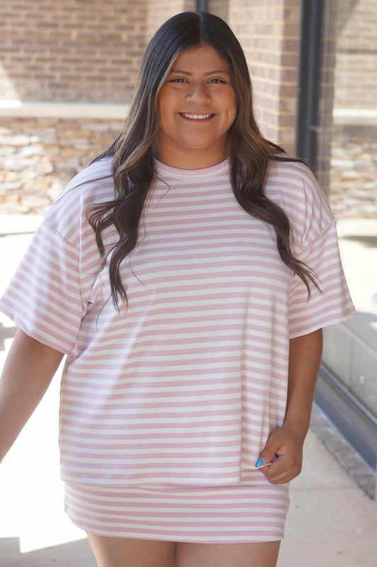 Pink Stripes Relaxed Tee