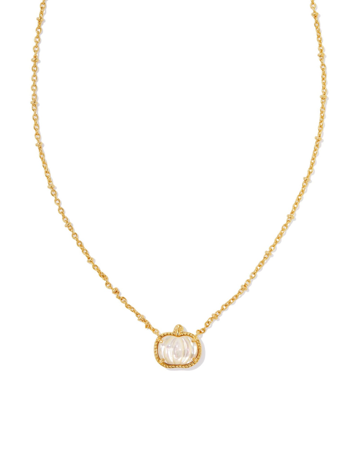 Celebrate the season in style with the Pumpkin Gold Short Pendant Necklace in Ivory Mother of Pearl.