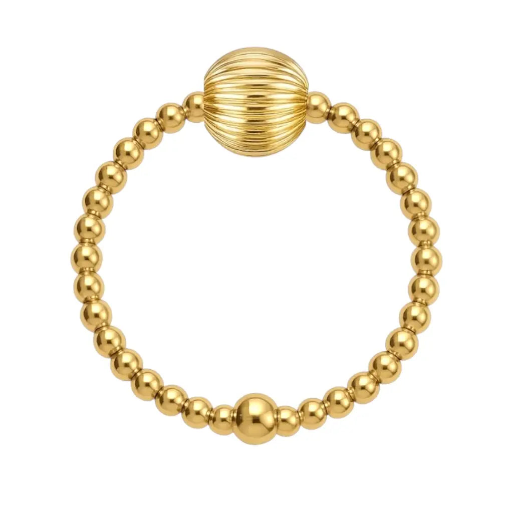 Ally Beaded Stretchy Ring,  Waterproof, 14k Gold Filled or Sterling Silver 95, Bead Size: 2MM + 4MM, 