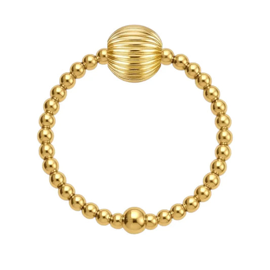 Ally Beaded Stretchy Ring, Waterproof, 14k Gold Filled or Sterling Silver 95, Bead Size: 2MM + 4MM,