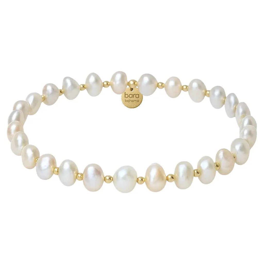Gold Beaded Bracelet with Pearls