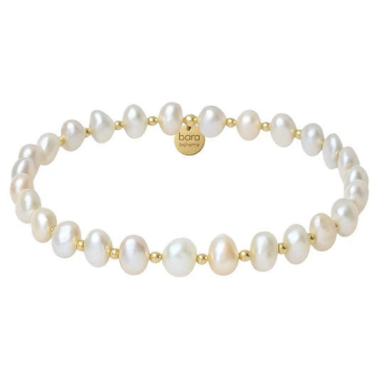Gold Beaded Bracelet with Pearls