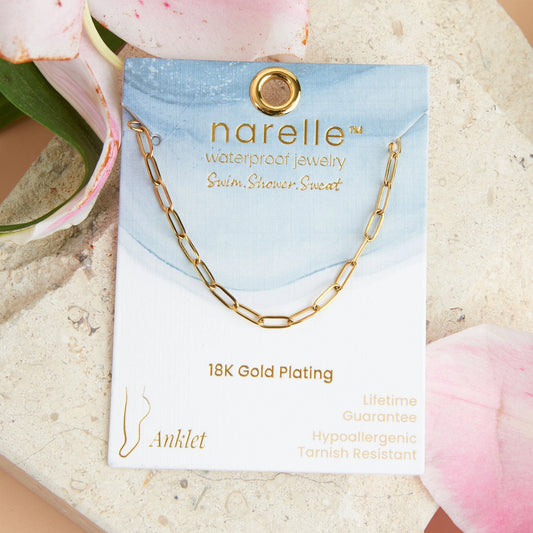  Paperclip Anklet offers a singular delicate, paperclip chain in a classic gold