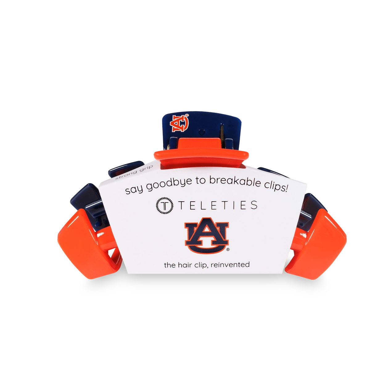 Blue and Orange Claw Clip for Hair with Auburn University Logo