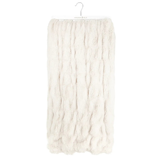 Amanda Blu Ivory Gathered Stretched Throw Blanket