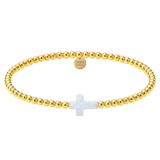 Cross Beaded Opal Bracelet