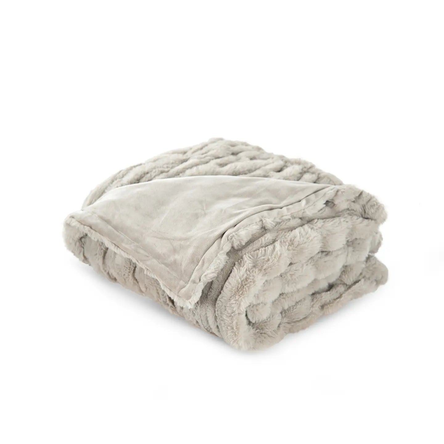 Amanda Blu Light Grey Gathered Stretched Throw Blanket