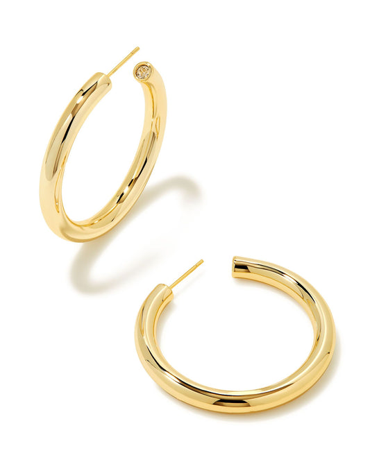 Hoops have never been so hip. A larger take on our fan-favorite Colette Hoops, the Colette Large Hoop Earrings in Gold are a perfect pairing to any look, serving look-at-me-now style from brunch to date night.  Dimensions- 1.57" Outside Diameter Metal- 14k Gold Over Brass Closure- Ear Post 