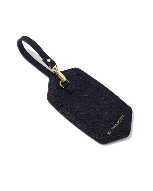 black luggage tag 2.5" X 5.11" (10.4" with strap)