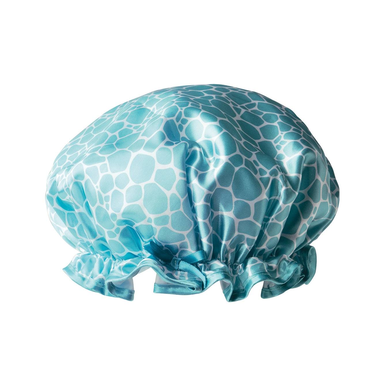 turquoise and white turtle shell design shower cap