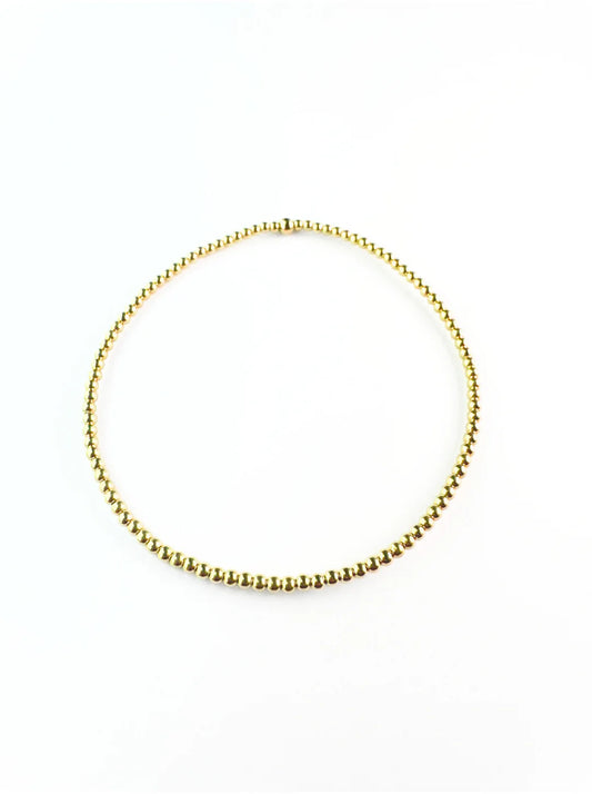 2mm beaded bracelet MATERIALS: 14KG FILLED, STERLING SILVER, OR 14K ROSE GOLD FILLED STRETCHY LENGTH: 6.5" OR 7"