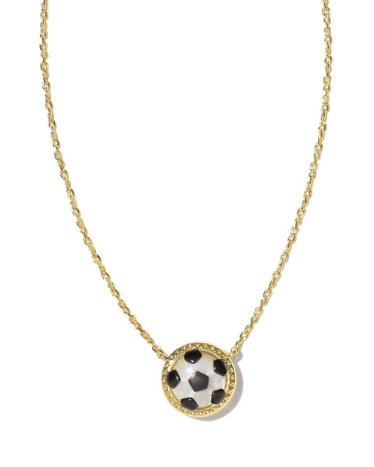 Kendra Scott Pendant Gold Ivory Mother of Pearl Soccer Necklace
14k Yellow Gold Over Brass
Lobster Clasp With Single Adjustable Slider Bead
19'CHAIN,0.51'L X 0.49'W PENDANT.