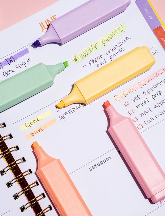 Highlighters being displayed in use on paper. 