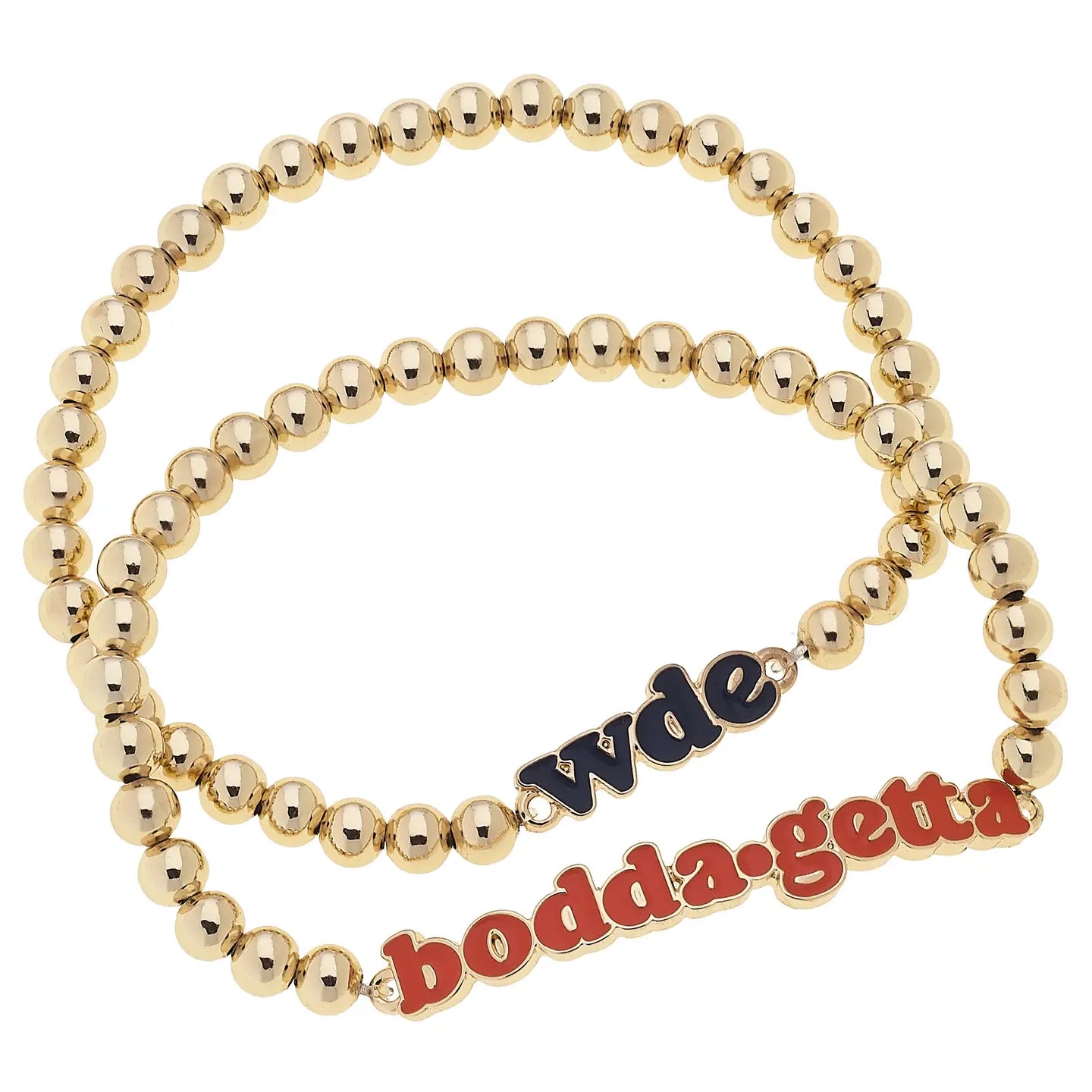 Collegiate Slogan Ball Bead Bracelet Set of 2 "War Eagle"