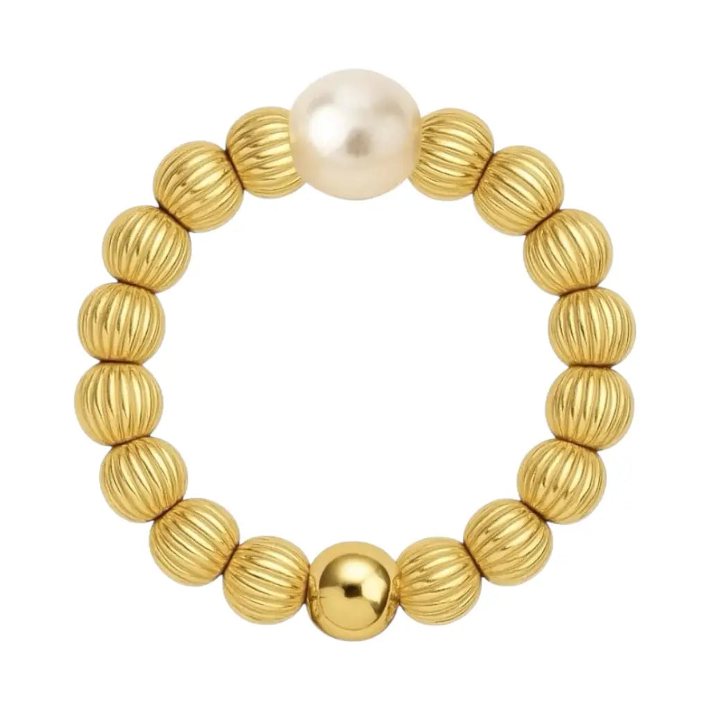 Charlotte Beaded Stretchy Ring with Pearls