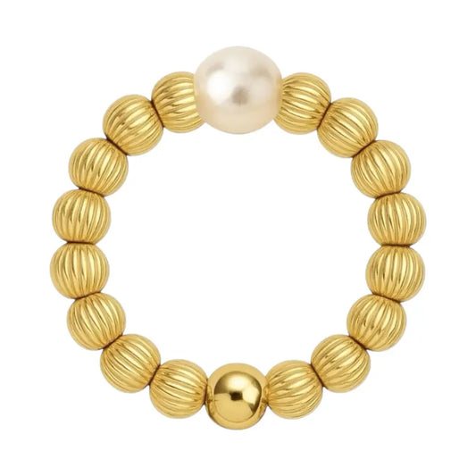 Charlotte Beaded Stretchy Ring with Pearls