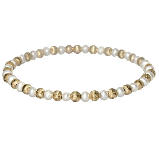 Chloe Stretchy Anti-Tarnish Gold Filled & Pearls Bracelet