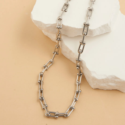 Silver U-Link chain necklace