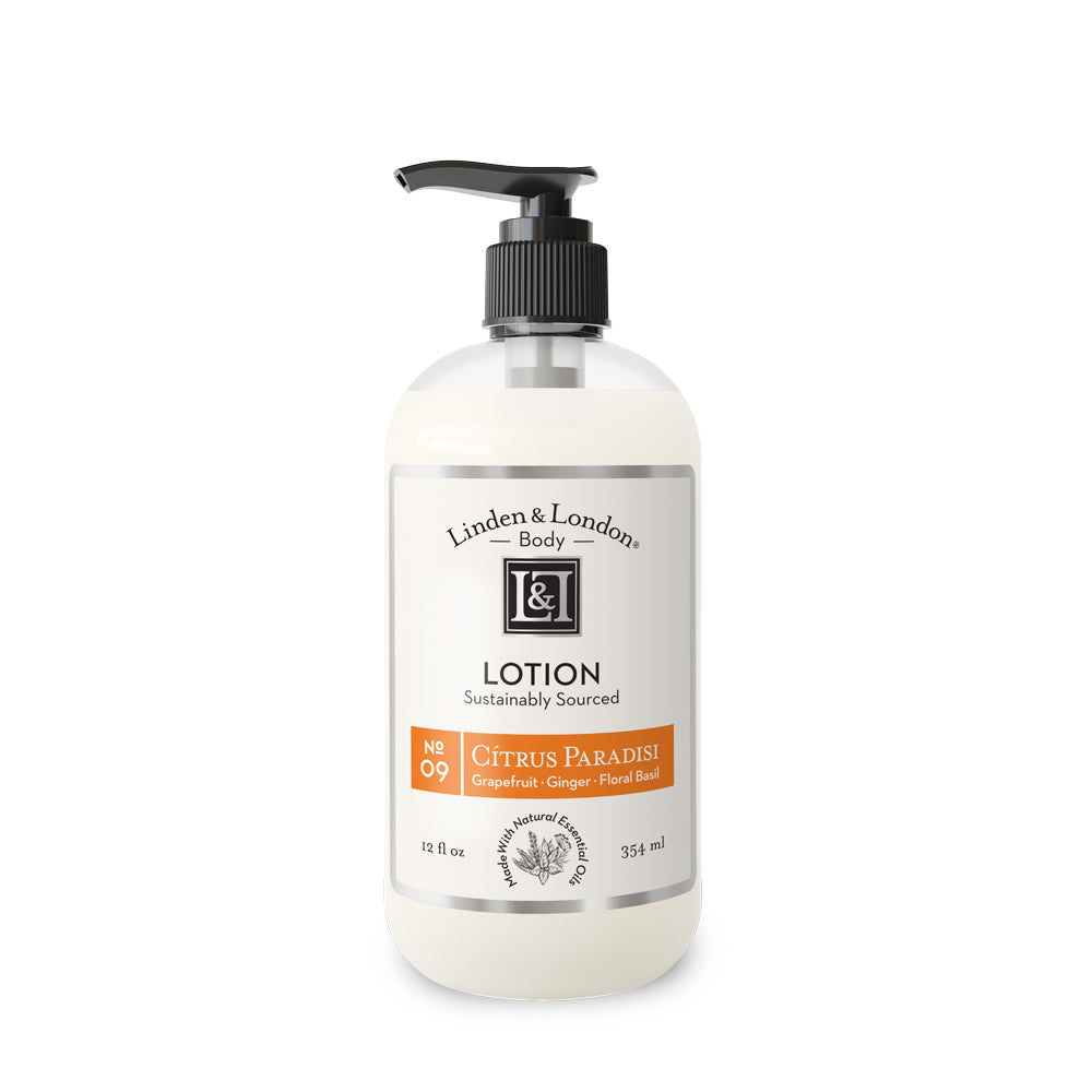 12 oz bottle of lotion in scent citrus paradisi