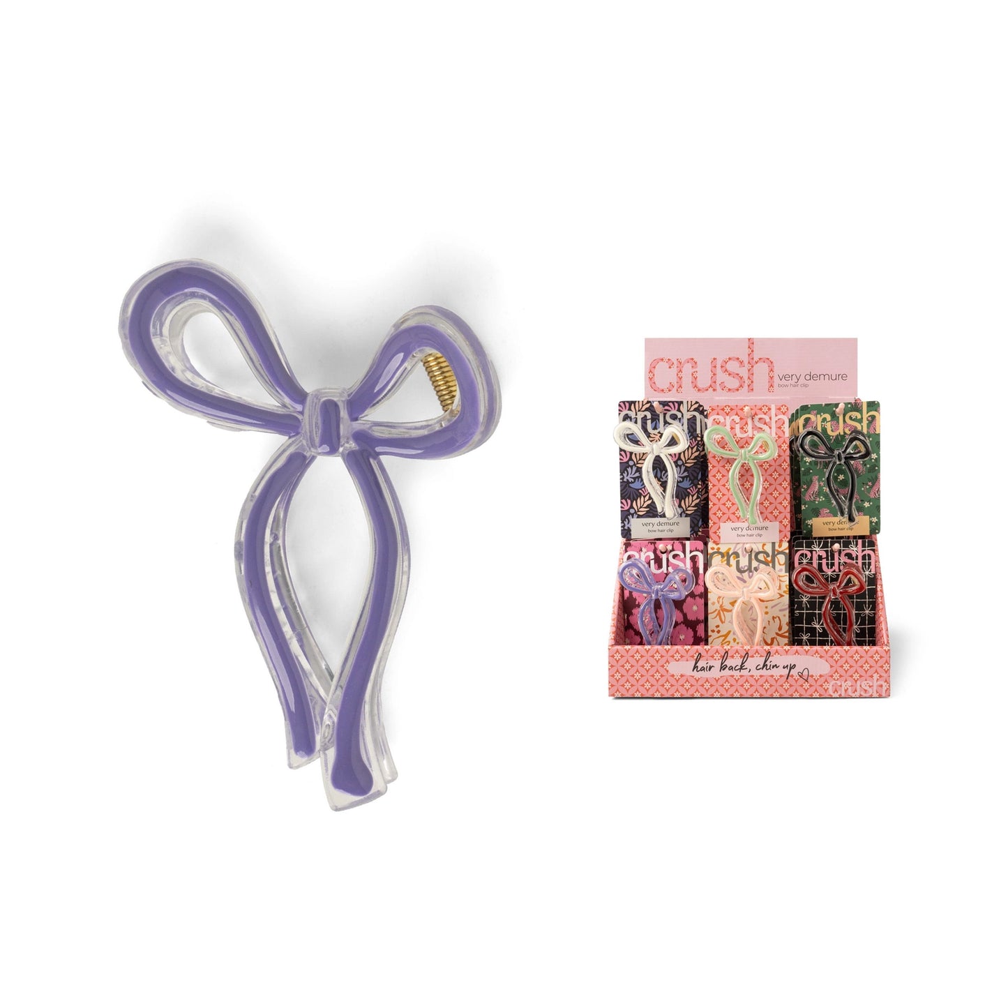 Purple bow-shaped hair clip