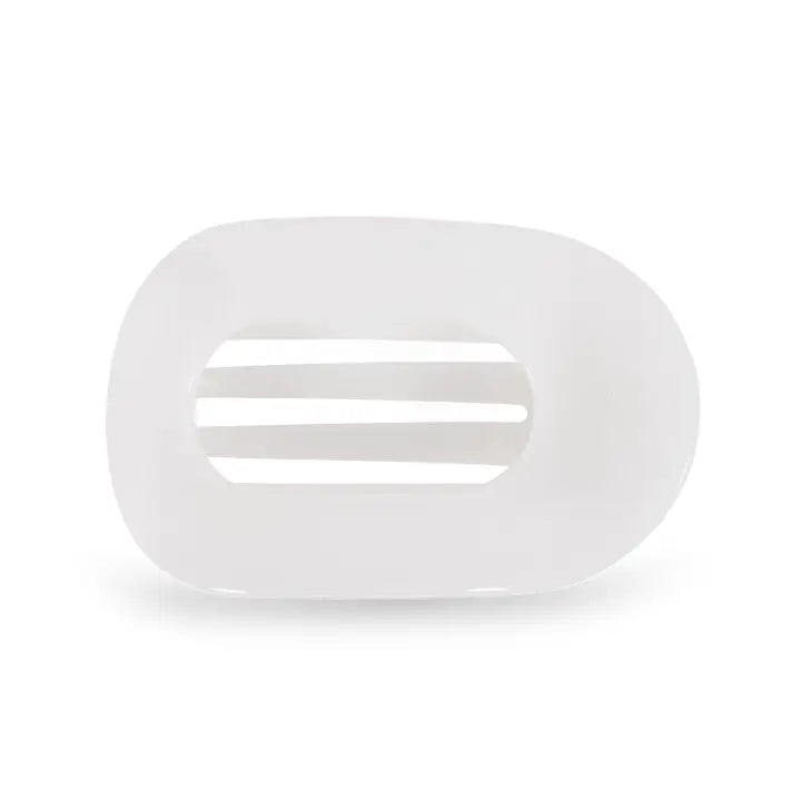 medium sized flat round hair clip int he color coconut white