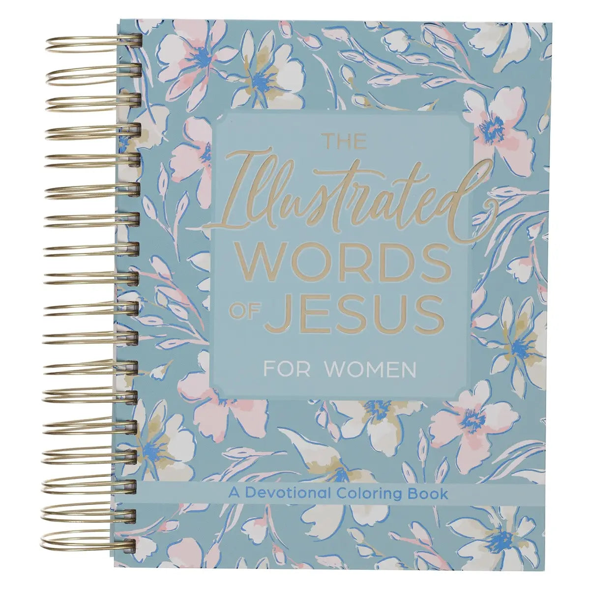 Serene garden scene cover design, Gold-foiled title, Hardcover, Gold metal wire-o binding, One-color interior, 392 double-sided pages,  366 devotions, Year-long devotional, Ruled journaling lines, Illustrations to fill with color, Daily quote, Presentation page for gift-giving