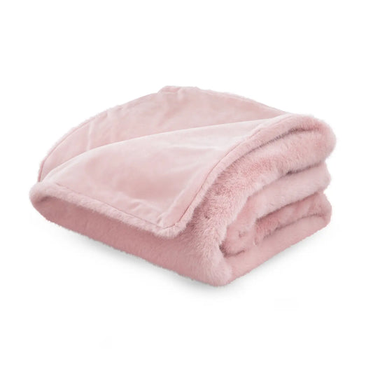 Amanda Blu Blush Fireside Faux Fur Throw Blanket