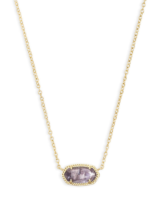 Delicate Gold Chain Oval purple amethyst stone lobster closure 0.63'L x 0.38'W stationary pendant, 15' chain with 2' extender