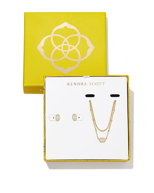 Kendra Scott Emilie Gold Multi Strand Necklace & Stud Gift Set