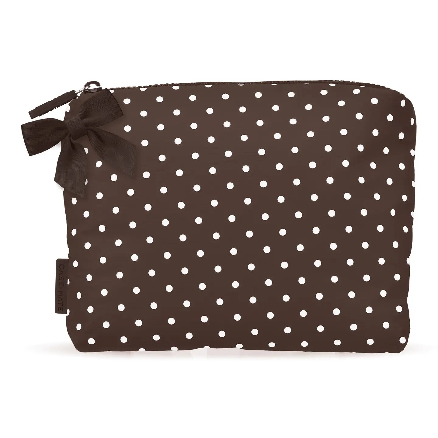 Case-Mate Espresso Polka Dot Bow Crinkle Makeup Bag