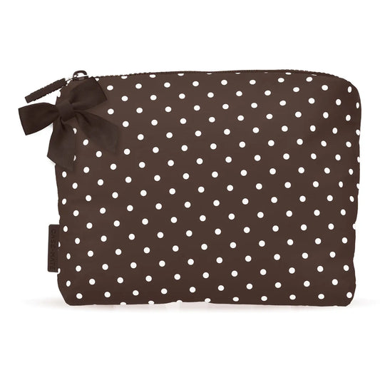 Case-Mate Espresso Polka Dot Bow Crinkle Makeup Bag