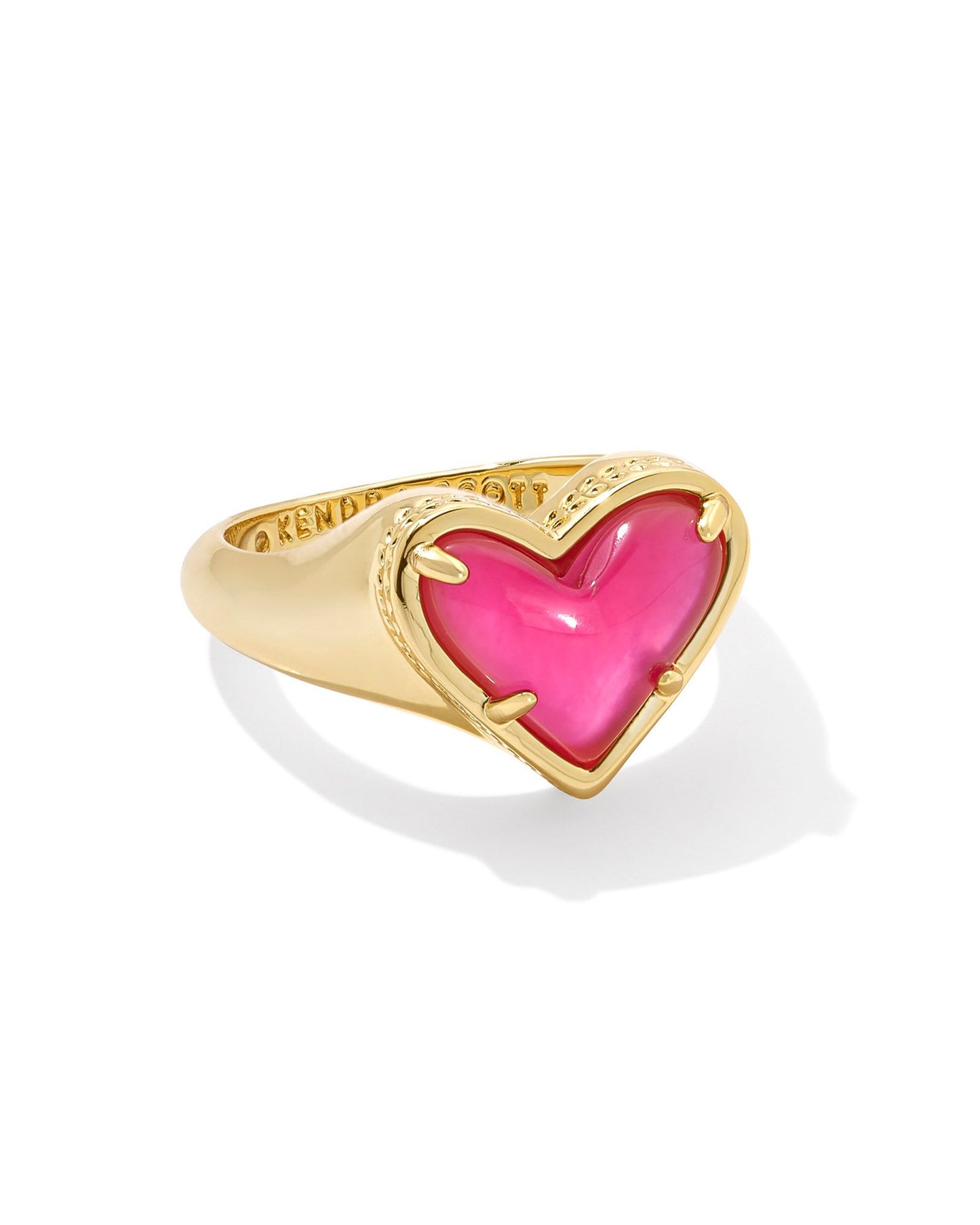 gold heart band ring with an azalea illusion stone center