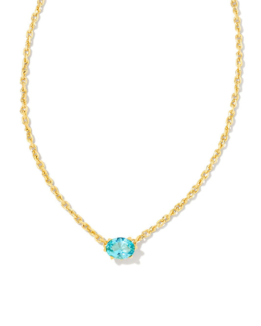 Gold Chain with Small Aqua Pendant