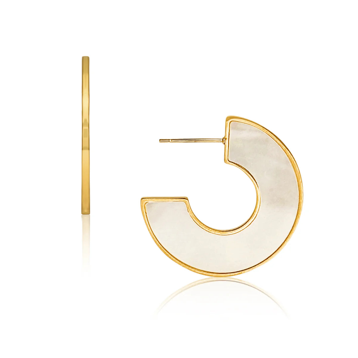 Mother Of Pearl Medium stud Hoop Earrings