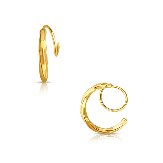 textured gold hoops, Spiral Twist