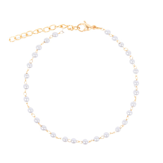 pearl charmed chain gold bracelets, size is  6.7 in. + 2 in. extender