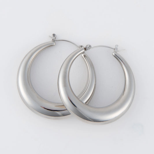  Round Hoop Earrings Silver