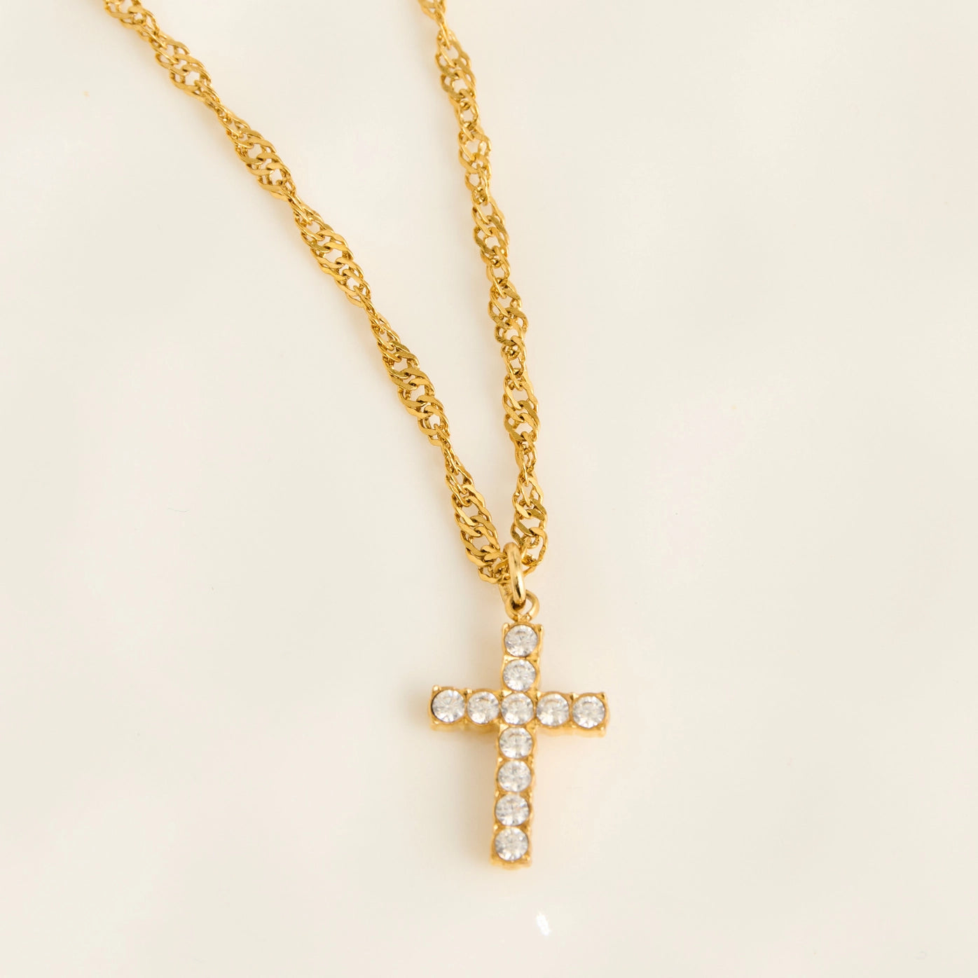 Narelle Waterproof Dainty Pave Cross Necklace