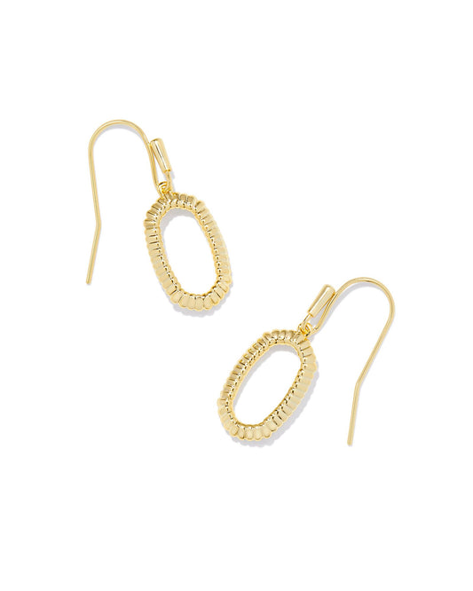 fishhook closure earrings with an open ridged shape design, gold