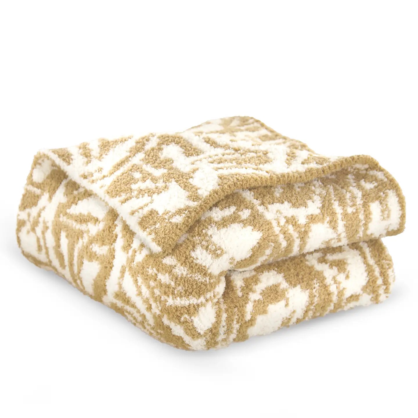 Amanda Blu Camel Mosaic Knit Throw Blanket