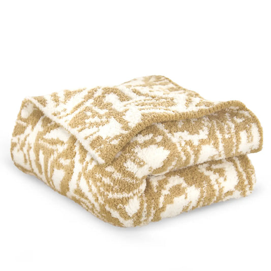 Amanda Blu Camel Mosaic Knit Throw Blanket