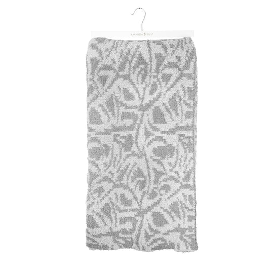 Amanda Blu Light Grey Mosaic Knit Throw Blanket