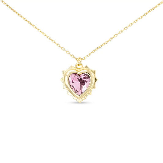 Gold Necklace with Gold Heart Pendant filled with Birthstone colored Pendant