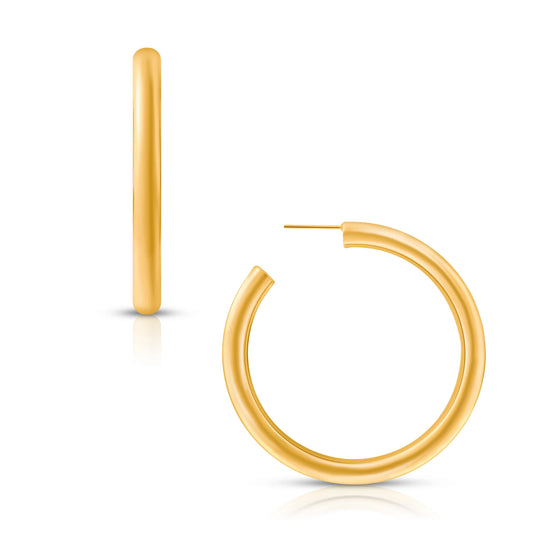 large gold post back hoop earrings
